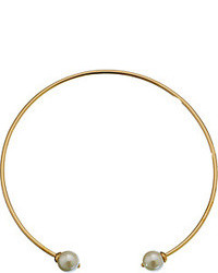 Lauren Ralph Lauren Lauren By Ralph Lauren Bar Harbor Think Metal Collar W Pearl Ends Necklace