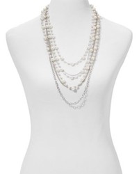 New York & Co. Layered Faux Pearl Multi Chain Necklace