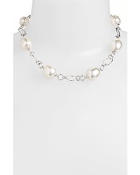 Majorica Baroque Pearl Collar Necklace Silver