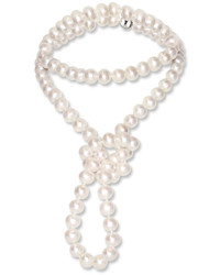 Michiko 10 11 Mm Freshwater White Pearl Necklace With 9 Mm Silver Ball Clasp