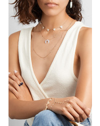 Jacquie Aiche Mini Double Horn 14 Karat Gold Chalcedony And Diamond Necklace