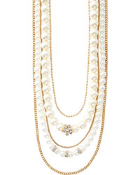 The Limited Multi Strand Faux Pearl Chain Necklace