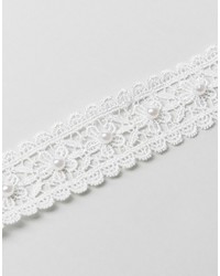 Asos Occasion Faux Pearl Lace Choker Necklace