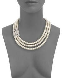Saks Fifth Avenue Pearl Embellished Three Row Necklace