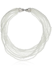 Judith Jack Pearl Glamour Swarovski Marcasite Crystal Cubic Zirconia Multi Collar Strand Necklace 17