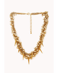 Forever 21 Pretty Tough Faux Pearl Spiked Necklace