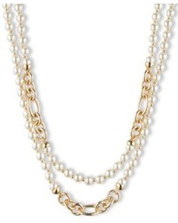 Anne Klein Pure Romance 12kt Gold Pearl Two Row Collar Necklace