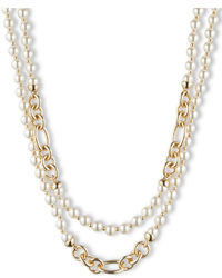 Anne Klein Pure Romance 12kt Gold Pearl Two Row Collar Necklace