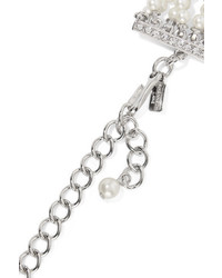 Kenneth Jay Lane Rhodium Plated Faux Pearl And Crystal Necklace White