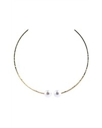 Ily Couture Sleek Pearl Collar  Gold