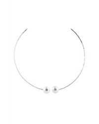 Ily Couture Sleek Pearl Collar  Silver