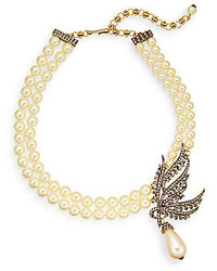 Wing And A Prayer Faux Pearl Jeweled Necklace