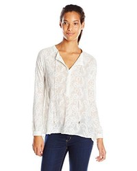 Democracy All Over Embroidered Woven Peasant Blouse