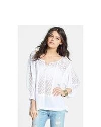 Free People Lace Inset Peasant Blouse