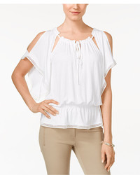 ECI Solid Cold Shoulder Peasant Blouse
