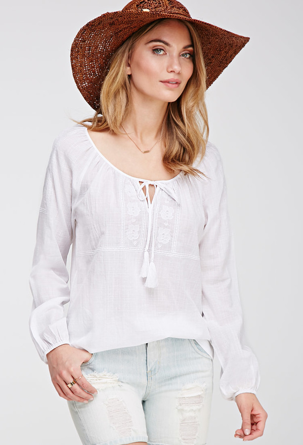 forever 21 white peasant top