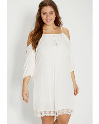 Maurices Plus Size Peasant Dress With Lace And Cold Shoulder Sleeves