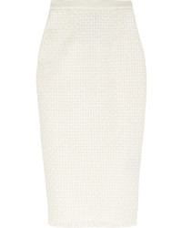 Roland Mouret Arreton Lattice Weave And Crepe Pencil Skirt White