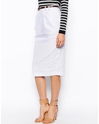 Asos Linen Pencil Skirt With Belt