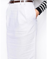 Asos Linen Pencil Skirt With Belt
