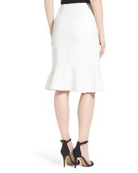 Ellen Tracy Petite Flounce Hem Pencil Skirt Size 2p White