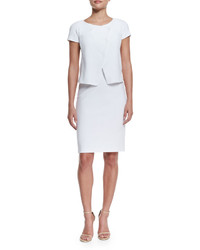 Armani Collezioni Ribbed Jersey Knit Pencil Skirt Off White