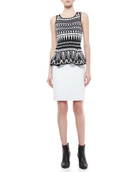 Milly Snake Print Leather Pencil Skirt