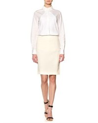 Cédric Charlier White Cotton Panel Pencil Skirt