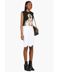 Alexander McQueen White Embossed Stretch Pencil Skirt