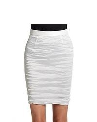 Yigal Azrouel Crinkled Pencil Skirt White