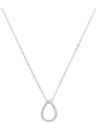 14k White Gold 015 Total Ct Pave Diamond Pear Shape Pendant Necklace