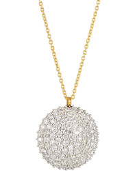 Gurhan 18k Two Tone Pave Diamond Lentil Pendant Necklace