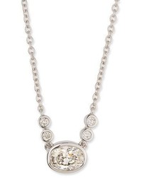 Memoire Bezel Set Oval Diamond Pendant Necklace In 18k White Gold 055 Tdcw
