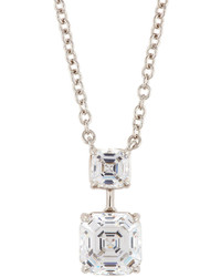 FANTASIA By Deserio Asscher Cut Crystal Double Drop Pendant Necklace Clear