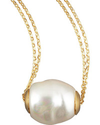 Majorica Gold Pearl Pendant Necklace White