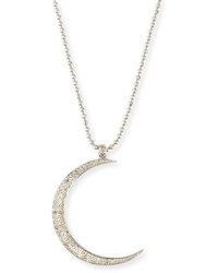Sydney Evan Large Pav Diamond Crescent Moon Pendant Necklace