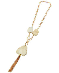 Panacea Genuine White Howlite Stone Pendant Necklace With Tassel