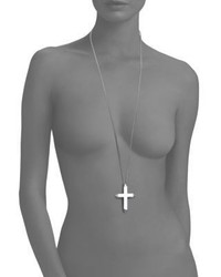 Eddie Borgo White Lace Agate Crucifix Pendant Necklace