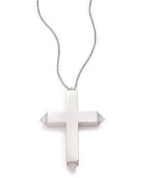 Eddie Borgo White Lace Agate Crucifix Pendant Necklace