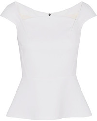 Roland Mouret Abbey Wool Crepe Peplum Top White