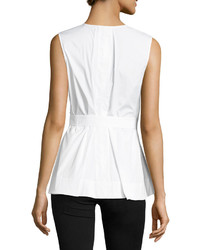 Theory Desza Stretch Cotton Belted Peplum Top