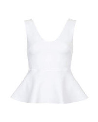 Topshop Petite White Jersey Peplum Top With Clean Edge Detail 93% Polyester 7% Elastane Machine Washable