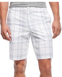 White Plaid Cotton Shorts