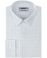 DKNY White Grid Plaid Dress Shirt