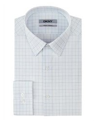 DKNY White Grid Plaid Dress Shirt