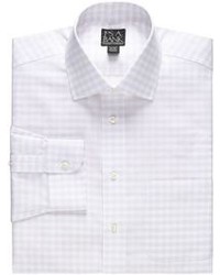 Jos. A. Bank Traveler Tailored Fit Spread Collar White Ground Plaid Dress Shirt