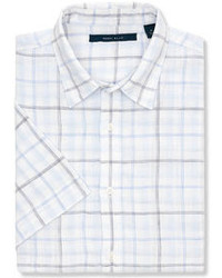Perry Ellis Windowpane Plaid Linen Shirt