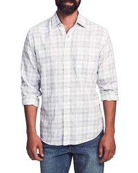 Faherty Stretch Featherweight Cotton Flannel Shirt In Grey Cream Plaid At Nordstrom