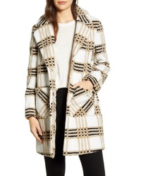 French Connection Notch Collar Faux Shearling Coat