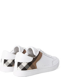 Burberry Panelled Leather And Checked Cotton Twill Sneakers